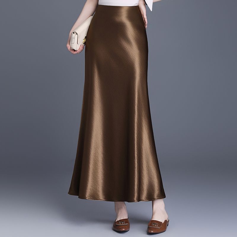 High Waisted Satin Mermaid Skirt Slim Fit Mid Length Straight Cut Elegant Design Summer Fashion Wholesale