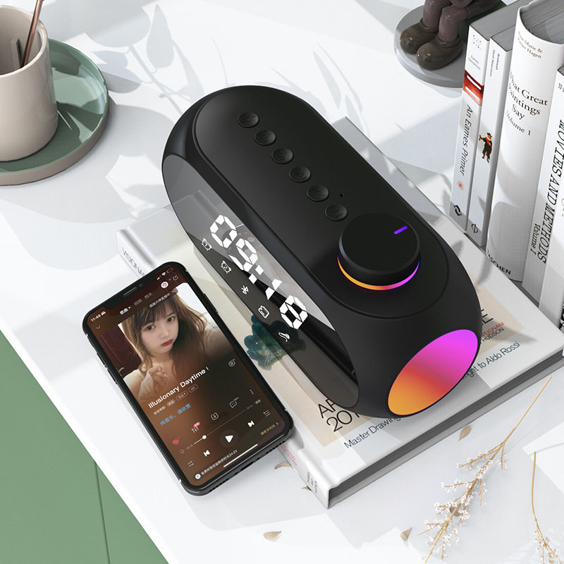 New S18 Bluetooth speaker RGB alarm clock speaker heavy subwoofer portable mini clock home desktop audio