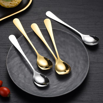 304 stainless steel children's feeding spoon eating spoon water drop round spoon bird's nest fish glue spoon laser LOGO