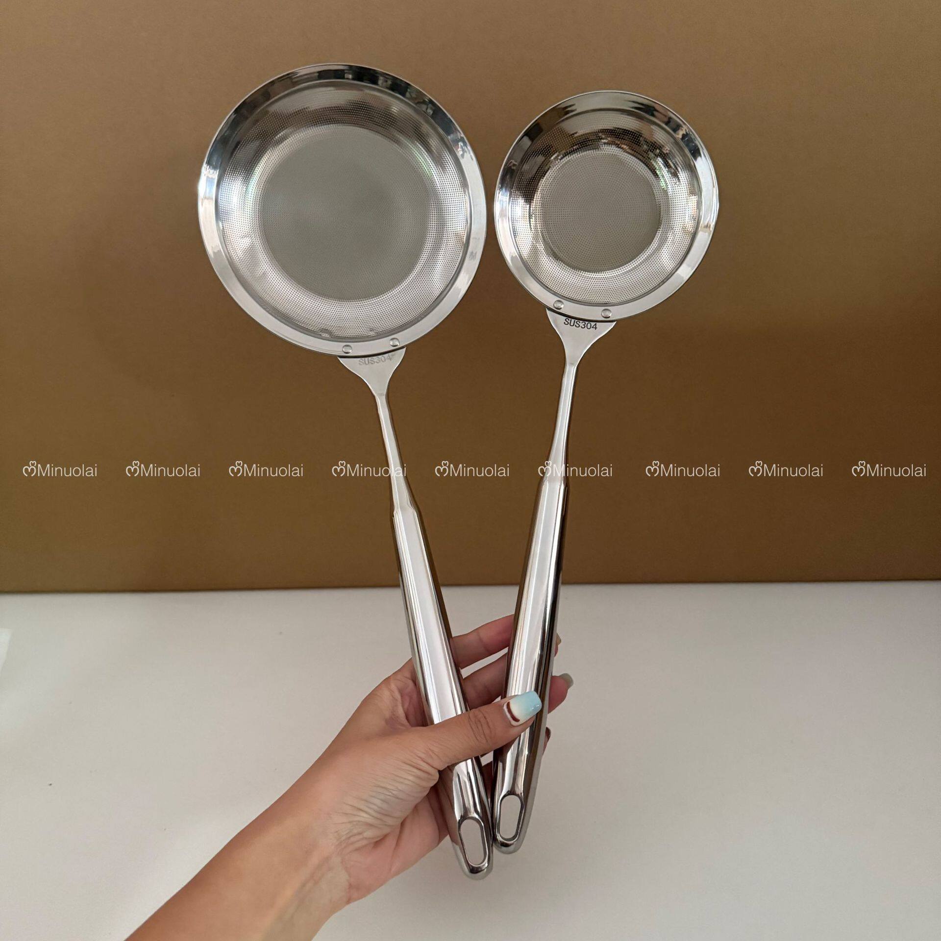 Minole 304 Stainless Steel Filter Colander Household Kitchen Skimming Spoon to Remove Foam Artifact Oil Separator Spoon