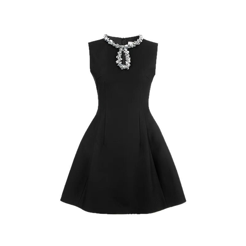 Đầm suông nữ mini tay không cổ tròn chất polyester mềm mại — Xanh