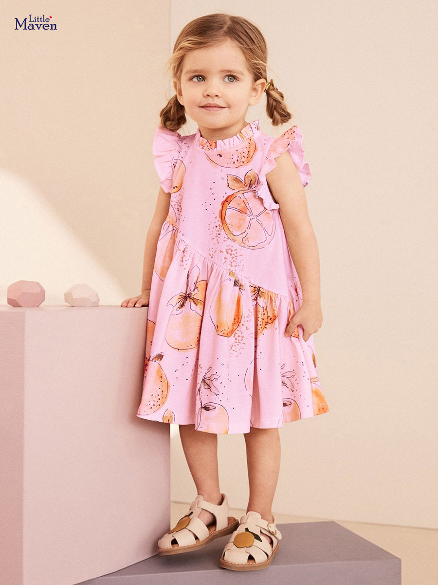 Girls' New Summer Short-Sleeve Cotton Dress from Source Factory, Cute Kids' Dress
