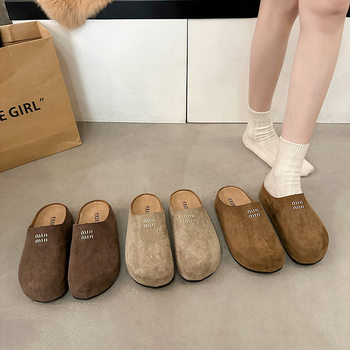 Retro Birkenstock Toe-Toe Slippers for Women with Increased Height 2025 New Spring & Fall Fashion Thick-Soled Nubuck Leather Birkenstock Half Slippers