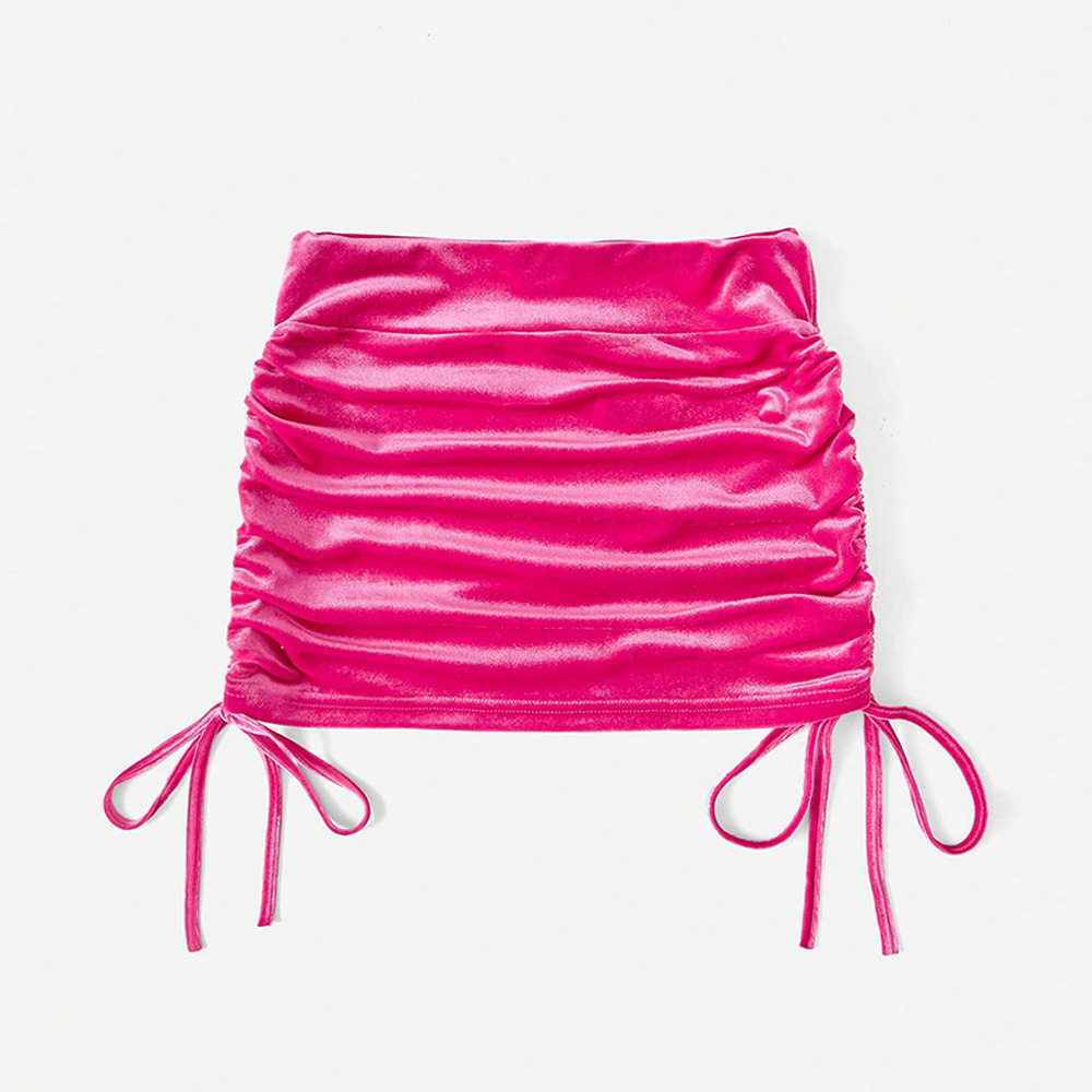 High Waisted Velvet Mini Skirt Sexy Tie Up Design Ruched Detailing Slim Fit Perfect for Parties and Night Out