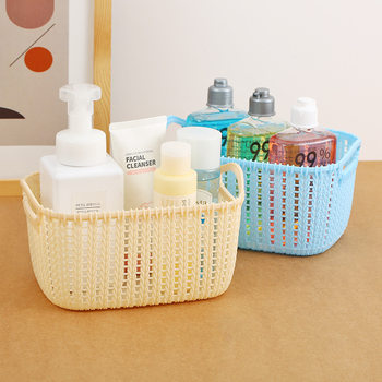 Imitation Rattan Cut Out Household Storage Basket Plastic Large-Capacity Storage Basket with Handle Bathroom Bedroom Sundry Storage Basket