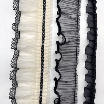 New Mesh Wrinkled Clothes Splicing Women's Apricot Skirt Widening Kidsren's Toys Accessories Fungus Curtain Lace