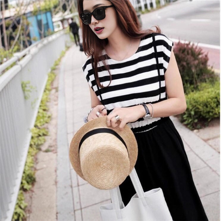 New Maternity Wear Summer Hot Mom Korean Style Slim Stripesd Long Skirt Outing Nursing Skirt Pregnant Women Fake Two-Piece Dress