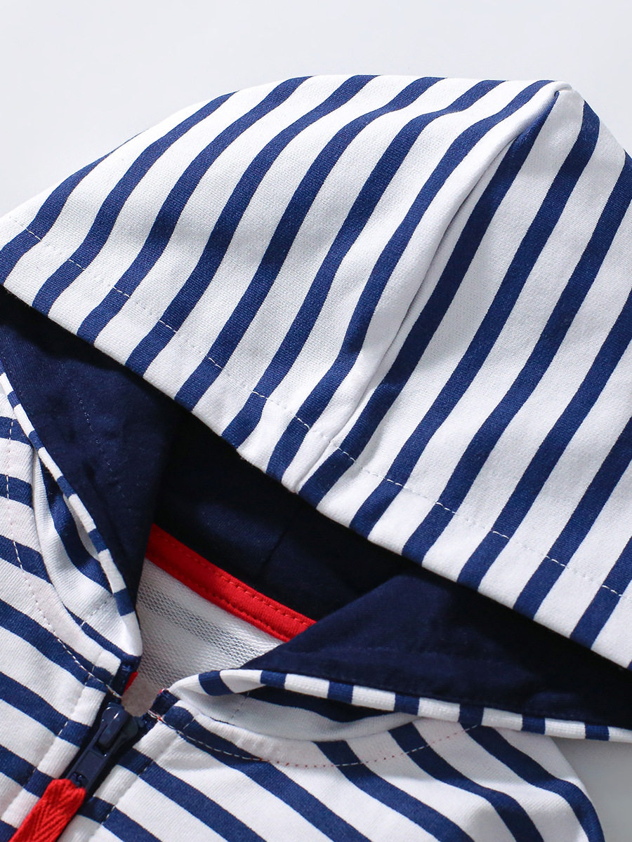 Autumn Long-sleeve Hooded Girls' Set, Striped Kids' Clothing, Cute Casual Kids' Outfit