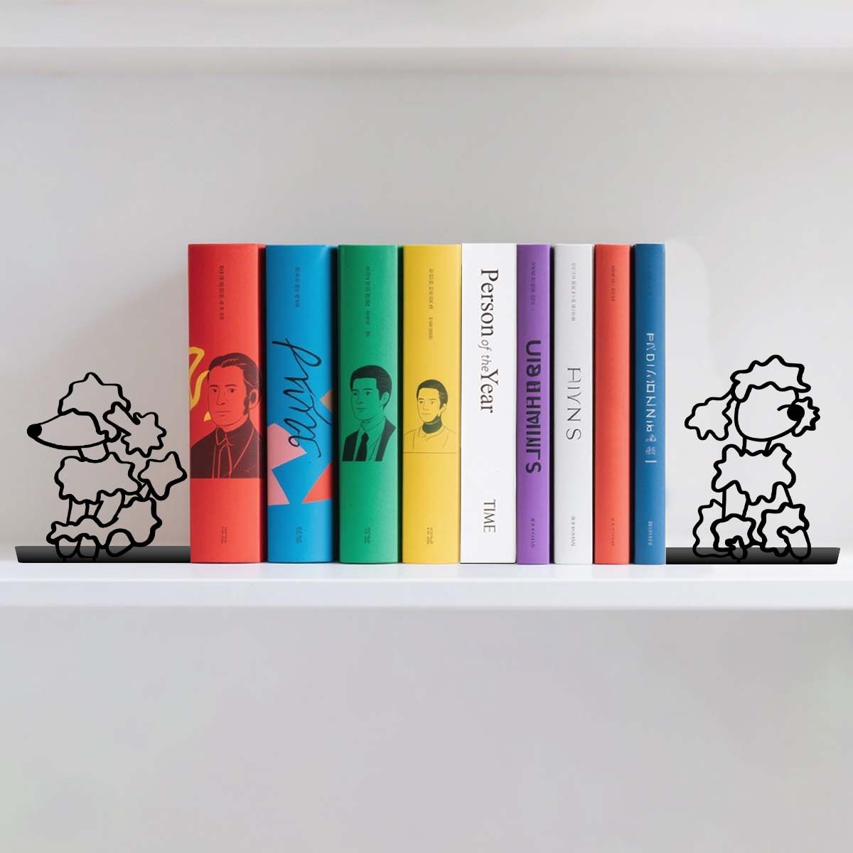 Metal Hollow Bookends L-Shaped 2-Piece Set Puppy Iron Art Desktop Decoration Bookends Bookshelf Office Storage Clip Stationery