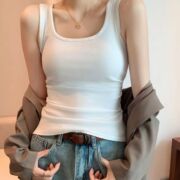 Factory Direct Sales Square Neck Camisole Women's Summer Thin Style Inner Wear and Outer Wear Slim Fit Anti-Exposure Sleeveless 