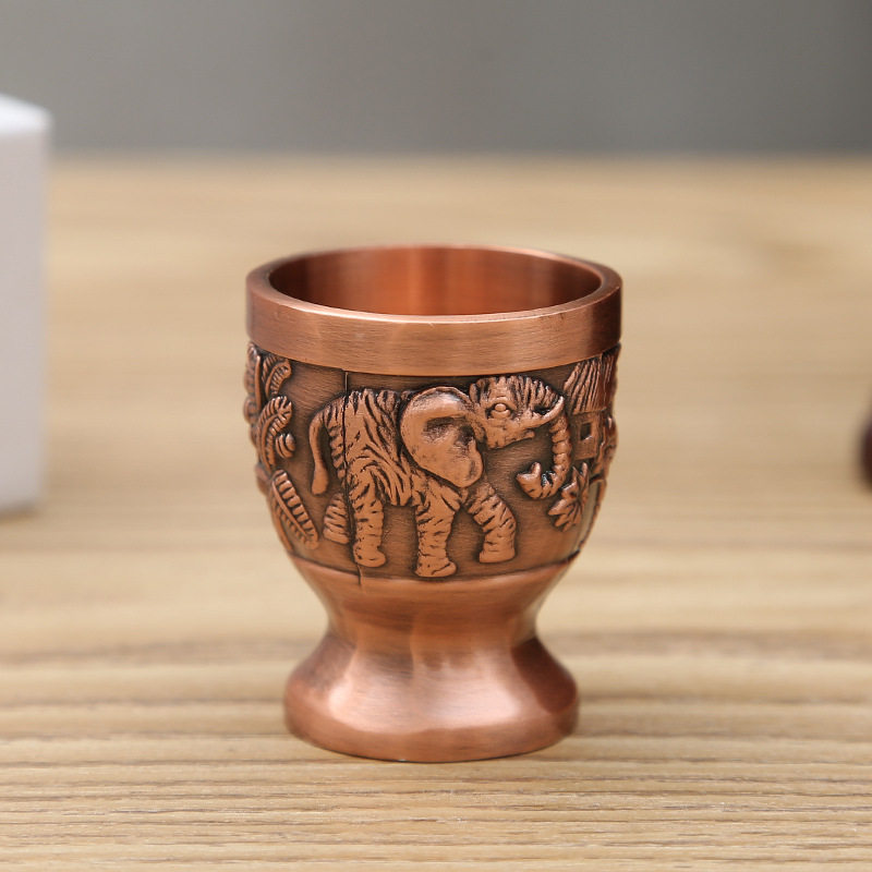 Vintage Home White Wine Cup Creative Small Cup Antique Spirits Cup High-grade One-piece Cup Antique Generation Copper Wine Cup Ornaments