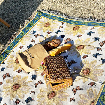 Australian Flower Camping Style Sofa Multifunctional Throw Blanket Flower Four-Season Universal Office Nap Home Decoration Thread Blanket