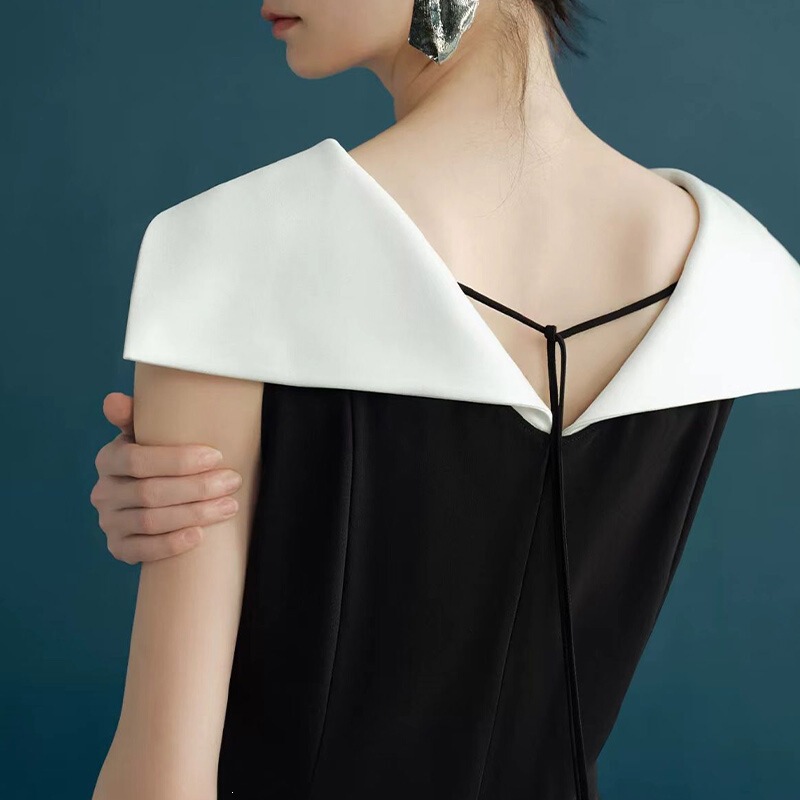 Đầm ôm body nữ cổ trễ vai lệch vai chất liệu satin bóng cao cấp dáng đuôi cá xẻ tà — Hắc Tùng Mặc