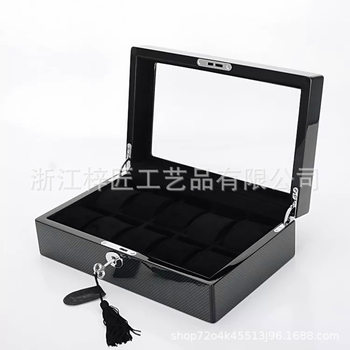 Piano Paint Solid Wood Jewelry Box Wooden Storage Box Earrings Ring Jewelry High-End Jewelry Carbon Fiber Watch Box