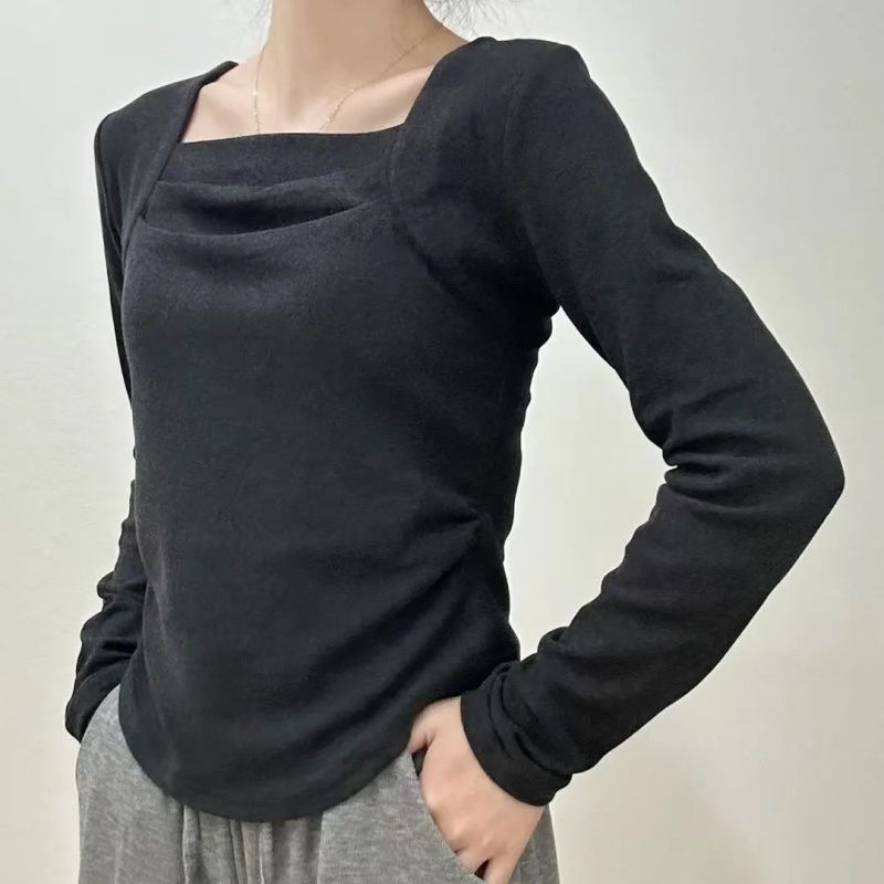 Womens Long Sleeve T Shirt Slim Fit Soft Fabric Autumn Winter Casual Wear