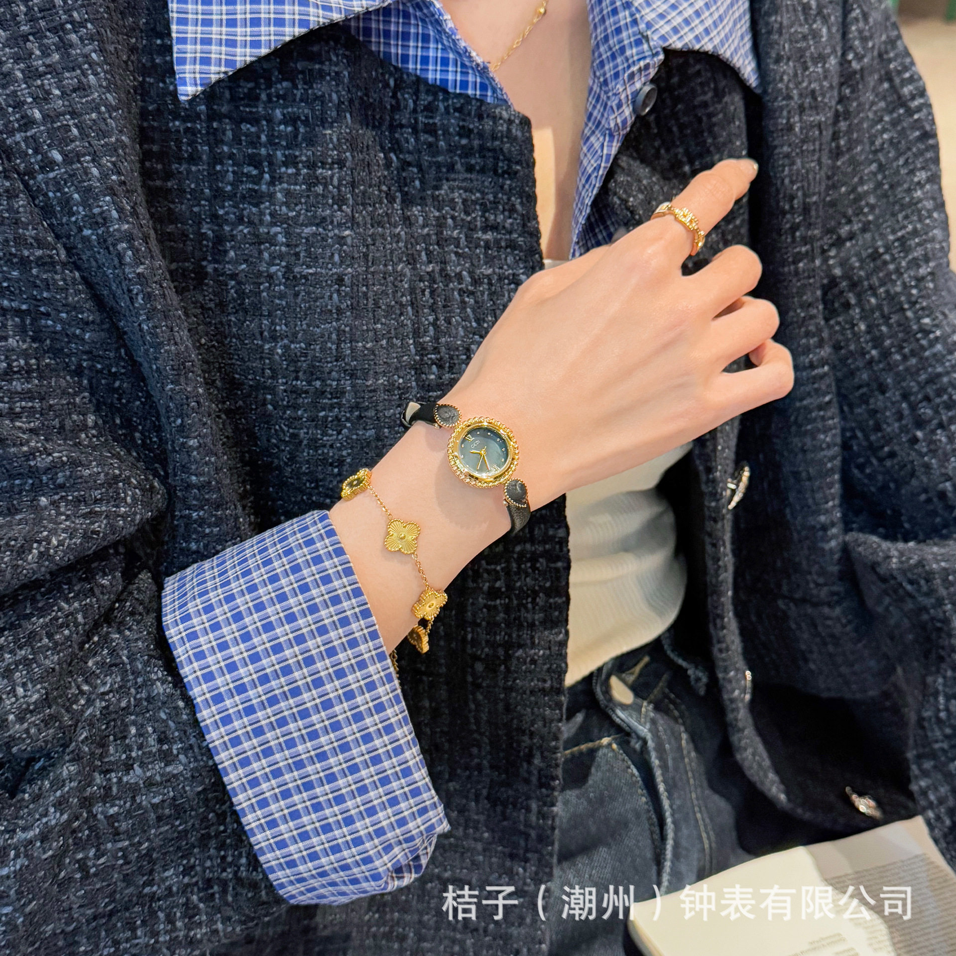 Goldie Gedi Light Luxury Women's Round Watch Explosive Vintage Antique Exquisite Small Quartz Watch 61014