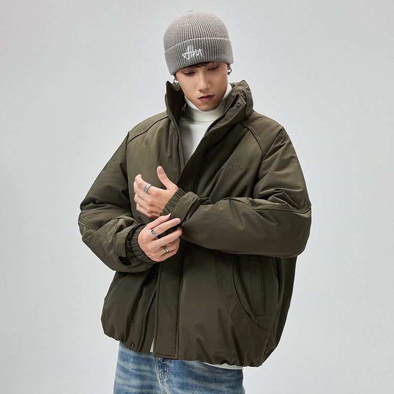 Winter New Outdoor Duck down Jacket Men's Stand Collar Windproof Thickened Warm Coat Trendy Brand Loose Workwear Men's Clothing