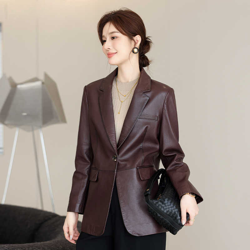 Áo Vest Nữ Chất Liệu Da Bò Vest Hàng Mùa Xuân Thu Đông Phục Cổ Cổ Điển