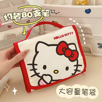 Sanrio Hellokitty down Soft Cloud Cosmetic Bag Large Capacity High-Value Satchel Travel Cosmetics Bag