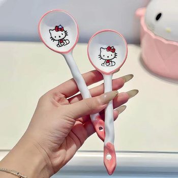 Ceramic Spoon Long Handle Foreign-style Soup Spoon Dining Spoon Dining Spoon Household High Color Value Spoon Spoon Spoon Spoon Drink Soup Spoon Wholesale