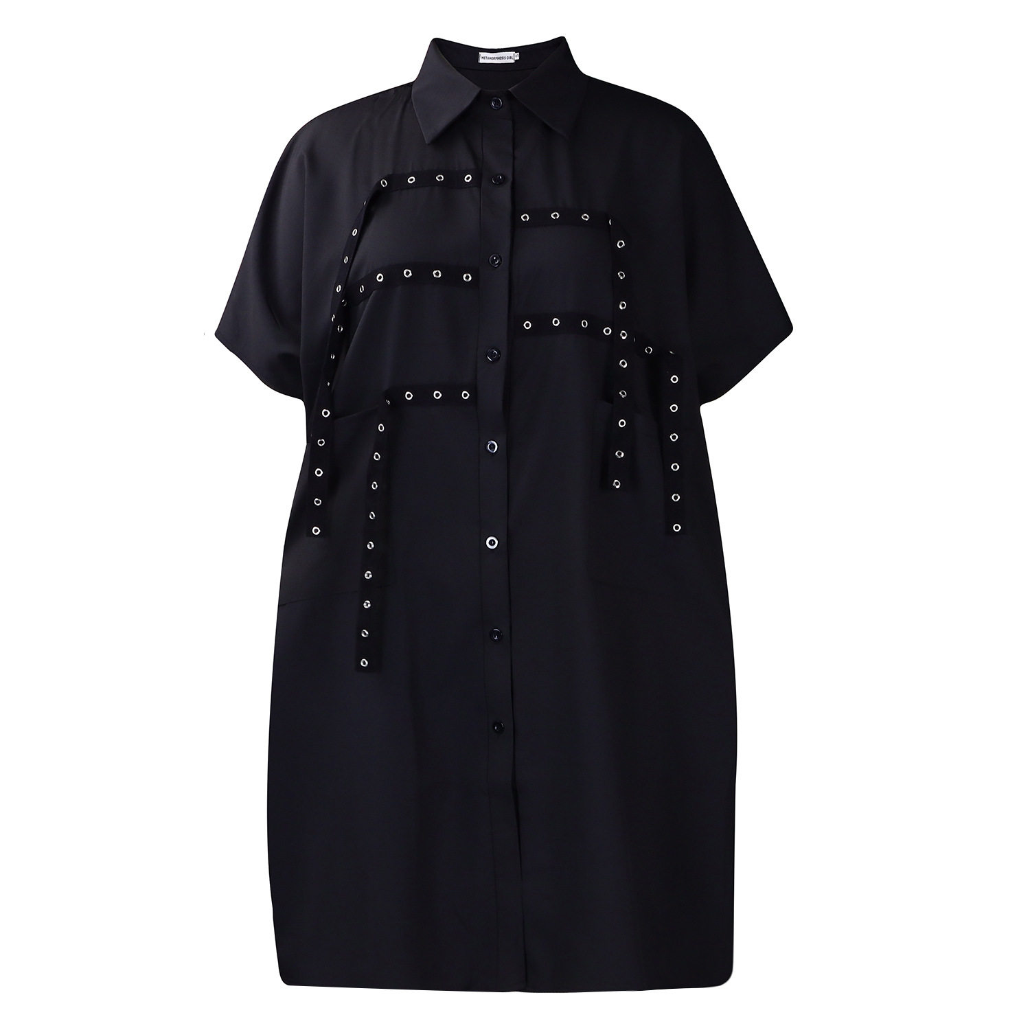 Womens Short Sleeve Fashionable Loose Fit Shirt Dress Mid Length Turn Down Collar Casual Style Wholesale Available