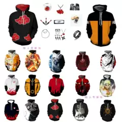 Japanese Anime Hyrz Merchandise Sweatshirt, New Foreign Trade Uchiha Sweatshirt, 3D Printed Zip-Up Hooded Anime Pullover in Stock