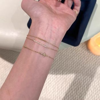 Double-Layer Stacked Zircon Bracelet for Women 2025 New Style Accessible Luxury High-End Niche Design Cool Style Bracelet