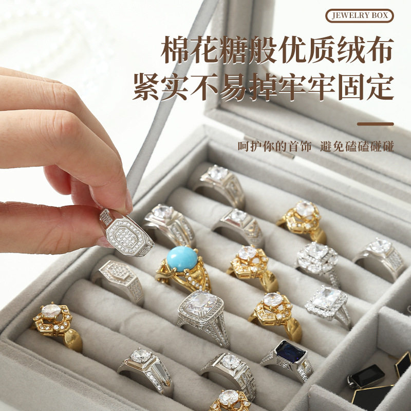 Cross-Border Popular High-End Storage Jewelry Box Velvet Student Desktop Jewelry Box Ring Necklace Earrings Storage Box