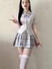 Suit Jk Uniform Shirt Waist Slimming Look Two-Piece Pleated Skirt Preppy Style Puff Sleeve Pure Lust Style Skirt