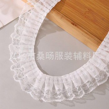 4cm white pleated snow yarn with lace handmade diy clothing home textile discount fungus lace accessories wholesale