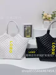 Y Brand Large Quilted Underarm Bucket Tote Bag Fashion Quilted Shopping Bag Commuter Women's Bag with Small Bag Mother Bag