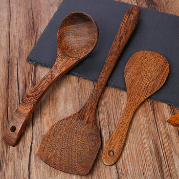 Chicken wings wood spatula soup spoon rice shovel wholesale wood handle non-slip anti-scalding non-stick cooking pan solid wood kitchenware carving