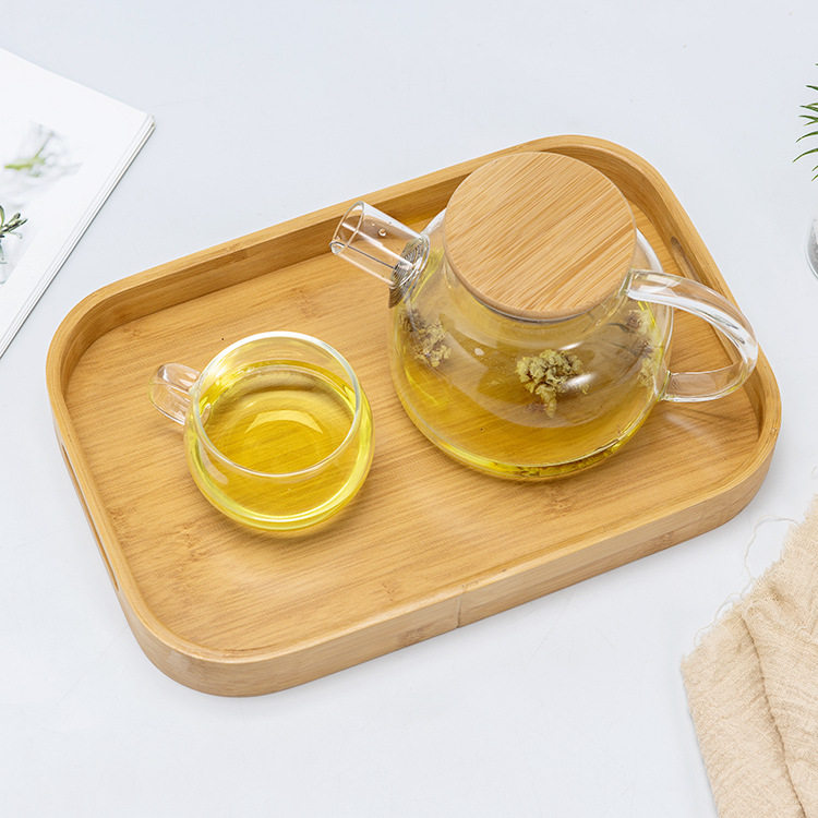 Casual Bamboo Tray Integrated Rectangular Bamboo Tray Home Storage Fruit Tray Hotel Tea Tray Water Cup Drain Tray