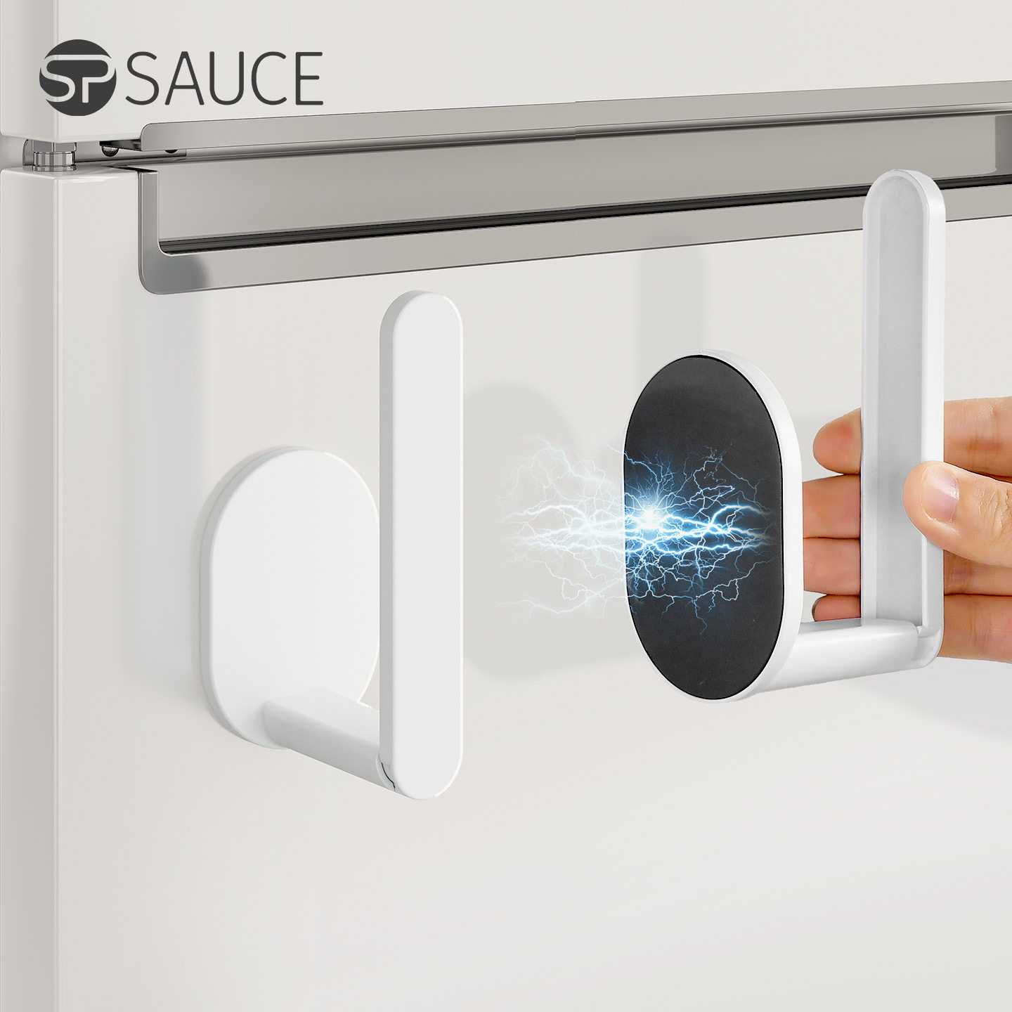 Refrigerator Magnetic Storage Rack Side Storage Organizer Wall-Mounted Cling Film Holder Kitchen Paper Towel Rack Telescopic Storage Rack Cross-Border