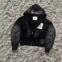 New Cross-Border 9OESH Print Hoodie Short Cropped Hooded Sweatshirt 2024 Hot Sale Versatile Zip-Up Cardigan Jacket