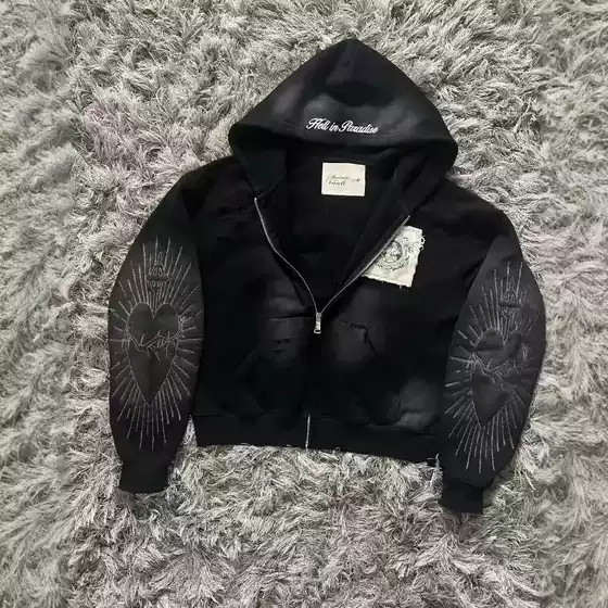 New Arrival 90ESH Print Cropped Hoodie Zip-Up Jacket 2024 Bestseller Casual Pullover