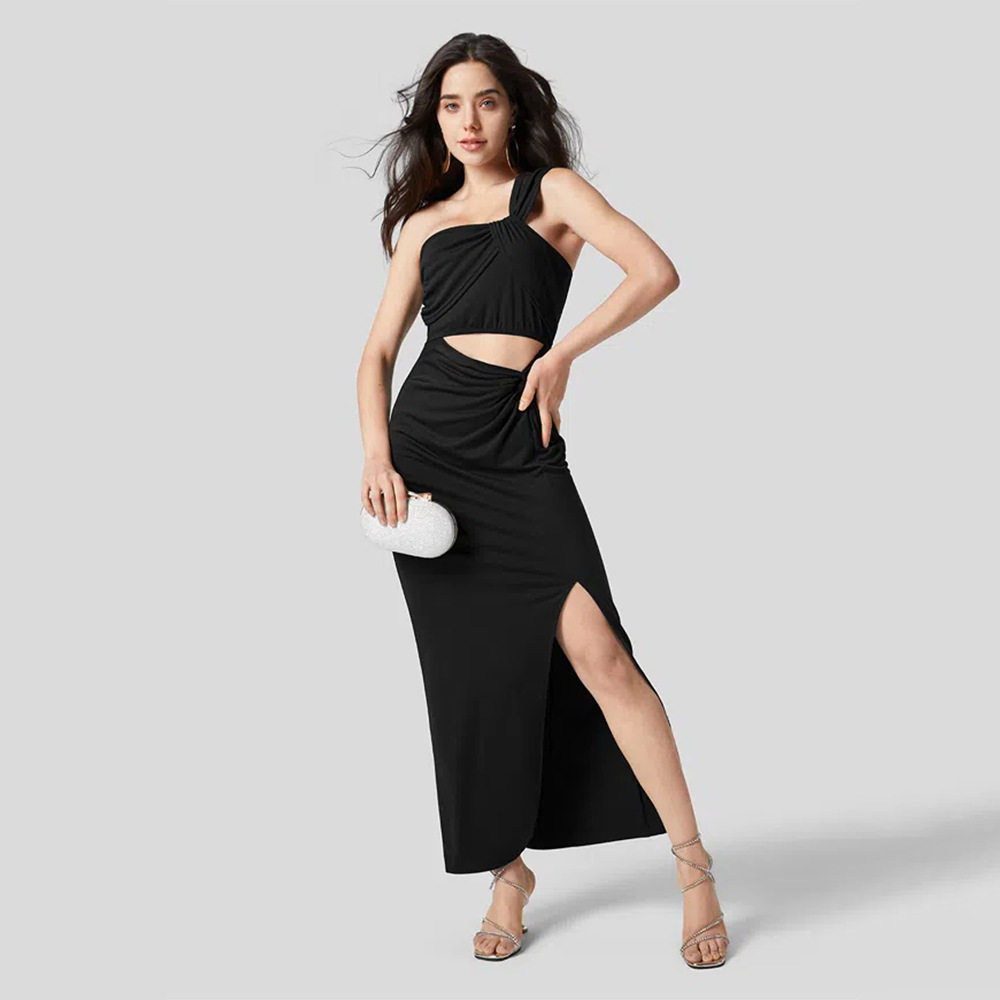 Off Shoulder Midi Dress Sexy Sleeveless High Waisted Backless Summer Fashion for Parties or Casual Wear Wholesale