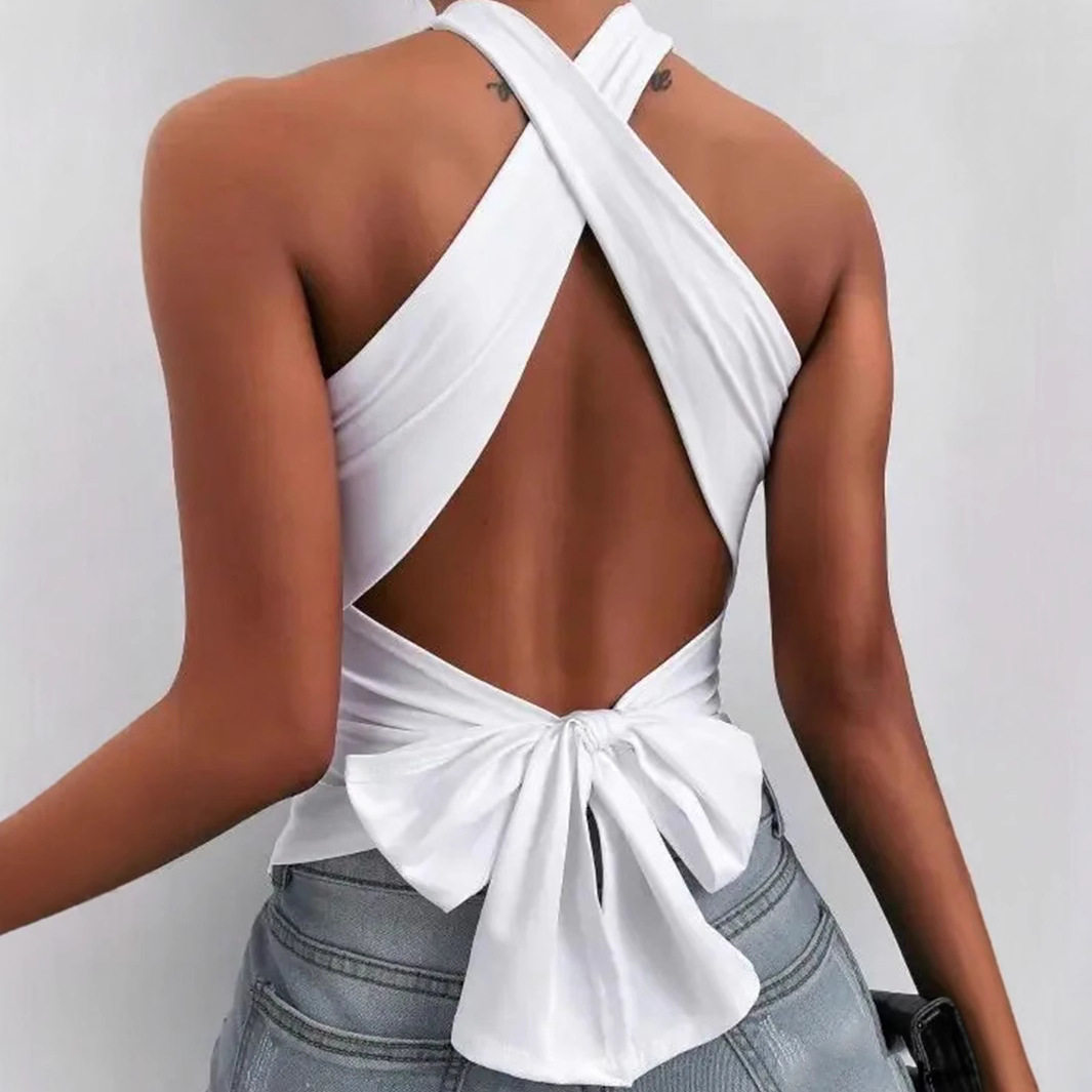 Cross Back Crop Top Minimalist Design Sexy Style Spring Summer Fashion Wholesale Available private label