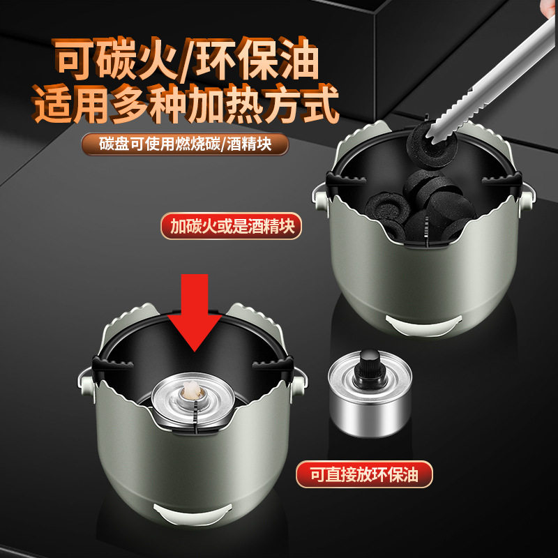 Portable Barbecue Grill Thickened Stainless Steel Tea Cooking Charcoal Stove Multi-Purpose Barbecue Stove with Net Outdoor Picnic Barbecue Set
