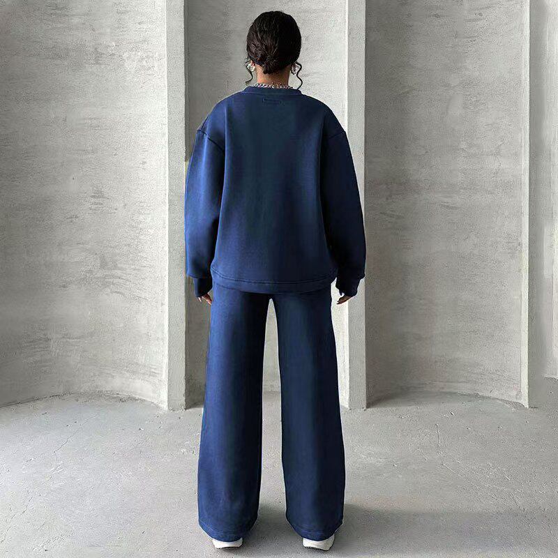 女式 2 件套休闲运动服套装宽松秋季时尚阔脚运动裤套装