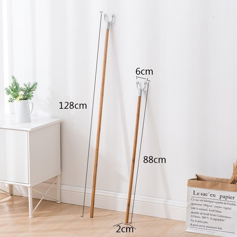 Bamboo Solid Wood Clothes Drying Rod for Home Use, Wooden Clothes Hanger Rod for Drying Clothes
