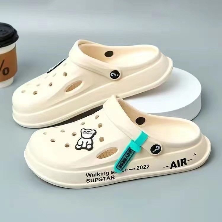 Hole shoes for men 2024 summer thick bottom non-slip no smelly feet beach women's slippers men's hole shoes for outdoor wear Korean version