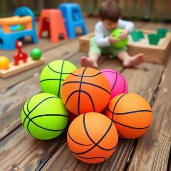 12Cmpvc Kidsren's Inflatable Small Basketball Colorful Kindergarten Pat Ball Toy Small Leather Ball Soft Leather Ball