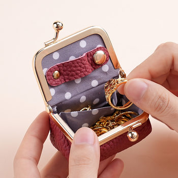 Genuine Leather Mini Necklace Jewelry Box Women's Earrings Gold Ring Gold Jewelry Cosmetics Bag Earphones Coin Purse