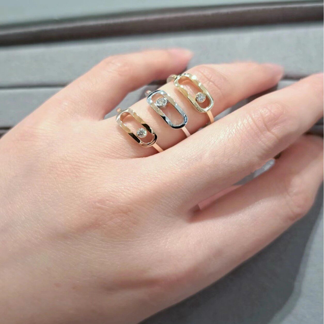 New Cross-Border Exclusive European and American Style Single Diamond Plain Band Smooth Ring for Women, Trendy and Adjustable Flexible Ring