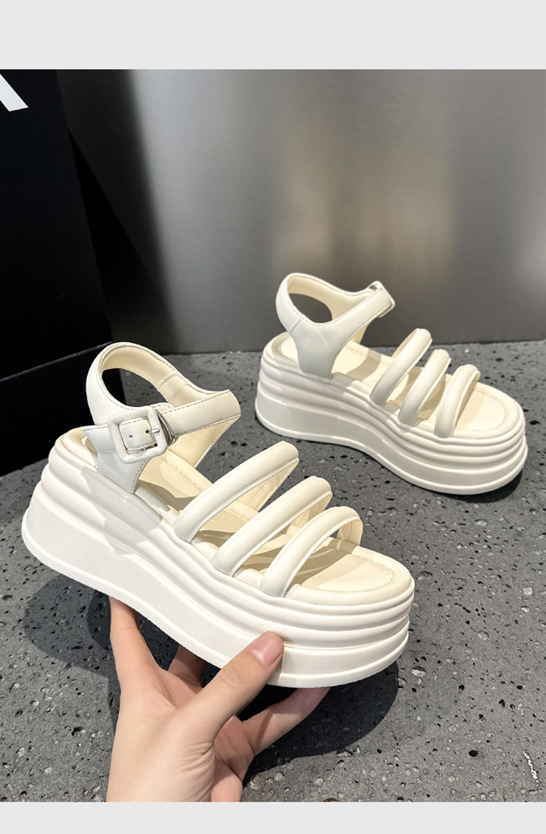 Dép sandal nữ quai chữ V đế TPU chống trượt mùa hè — Đen, Len nguyên chất chi tiết 12