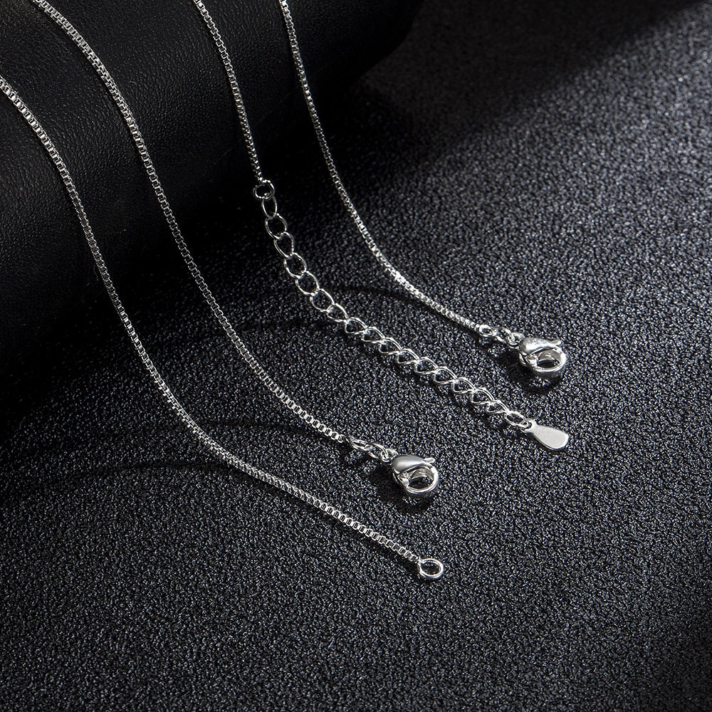 镀银厂家女项链批发气质项链盒子链单链短款时尚简约正方形项饰品