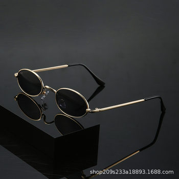 Tiktok Influencer New Trendy Oval Fashion Personality Metal Korean Retro Sunglasses Wholesale