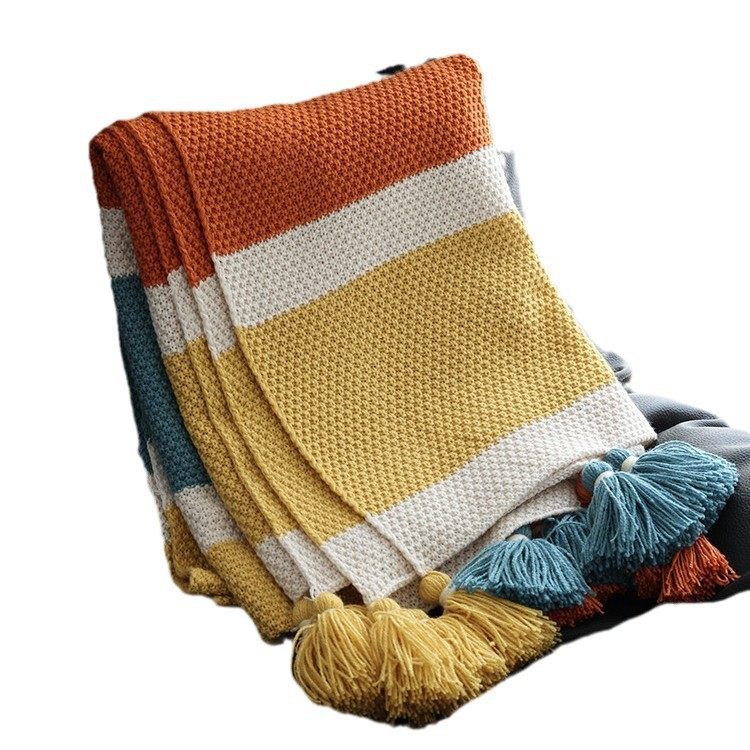 Nordic Knitted Guesthouse Sofa Blanket Throw Blanket Geometric Soft Furnishing Sofa Blanket Handmade Blanket New Style