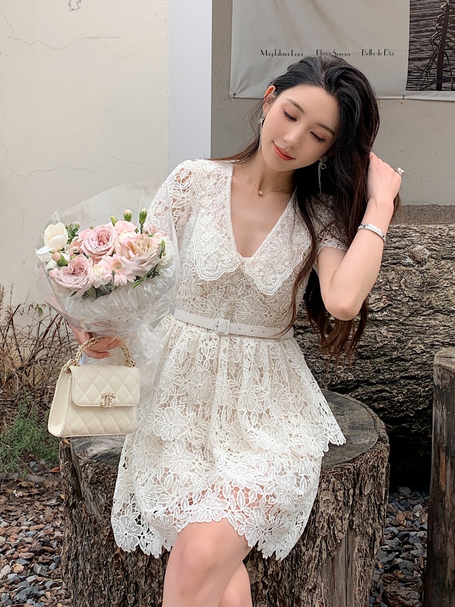 (Mới) Mã A0688 Giá 2310K: Váy Đầm Liền Thân Nữ Hatdan Ngắn Tay Hàng Mùa Hè Kín Cổ Thời Trang Nữ Chất Liệu Ren G05 Sản Phẩm Mới, (Miễn Phí Vận Chuyển Toàn Quốc).